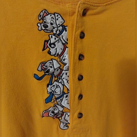 Vintage Mickey, Inc 101 Dalmations Yellow Henley Long Sleeve Shirt, XXL - Picture 5 of 5